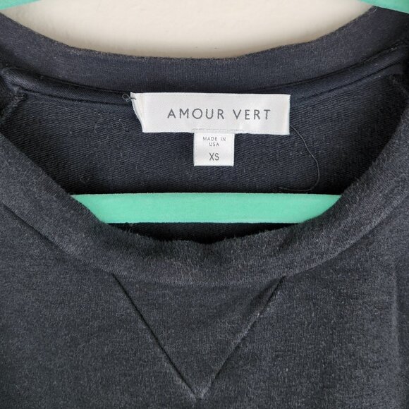 Amour Vert Black 3/4 Sleeve Crewneck Tunic Sweatshirt/Mini Dress sz XS - Picture 6 of 7